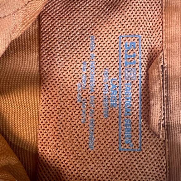 5.11 Large Tactical Series Mens Orange Conceal Shirt Vented Button Up - Picture 5 of 10